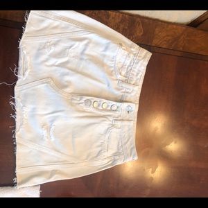 Free People Cream Denim Skirt